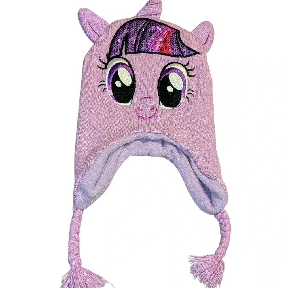 My Little‎ Pony Twilight Sparkle Hat Beanie Purple Sparkle Sequin Ears Cute